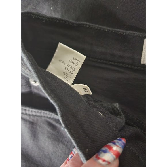 Reformation Womens Cut Off Raw Hem Black Distressed Hem Size 25 Stretch Flood - Picture 6 of 6